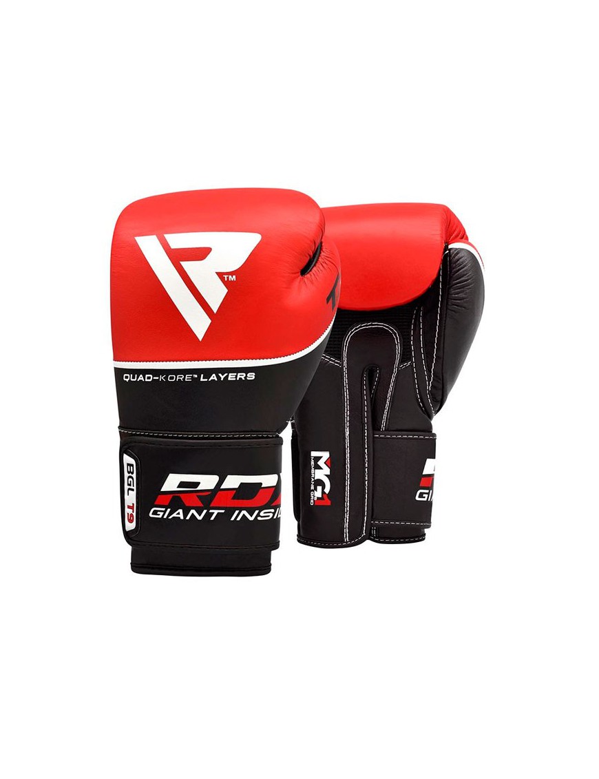 RDX T9 Ace Cuero Guantes de Boxeo - color rojo 16 onzas