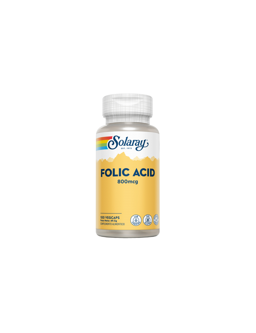 Folic Acid 800 mcg 100 Cápsulas - Solaray