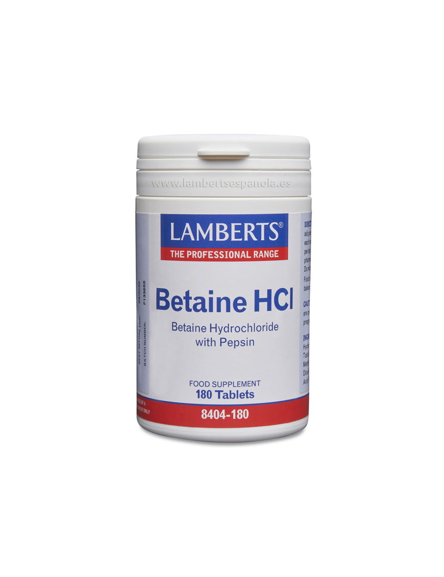 Betaína HCI 324mg 180 Tabletas - Lamberts