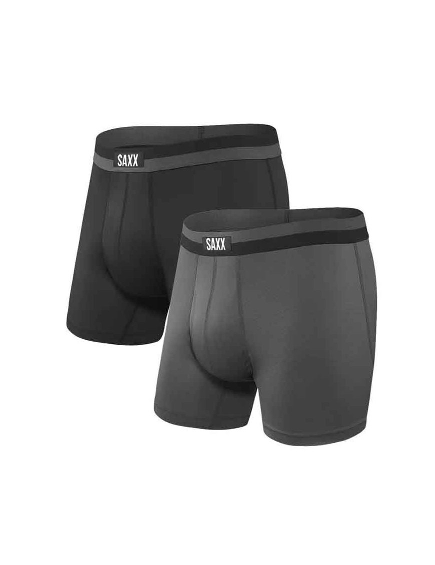 Bóxer SAXX Sport Mesh - Negro y Gris (Pack 2 unidades)